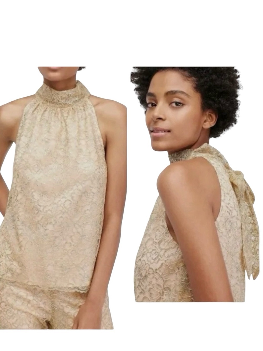 NWT J. Crew Metallic Tie Neck Top XS Nude